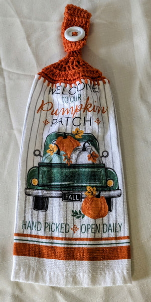 Fall Themed Hanging Towels - "Welcome to our Pumpkin Patch" - Set of 2