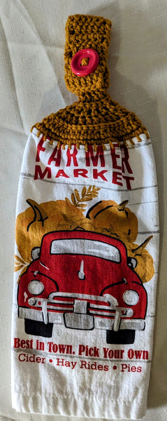 Fall Themed Hanging Towels - "Farmer Market"- Red Truck- Set of 2