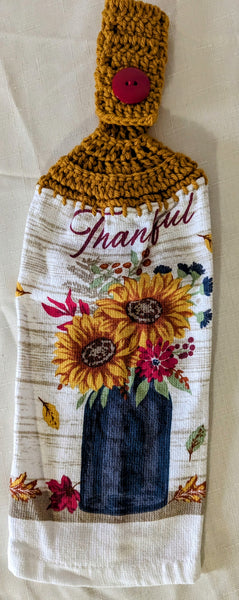 Hanging Towels - Sunflowers - "Thankful" - Set of 2