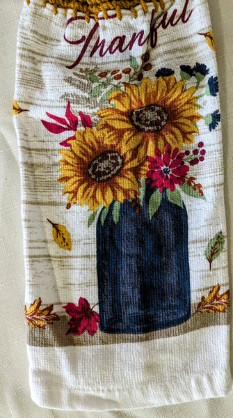 Hanging Towels - Sunflowers - "Thankful" - Set of 2