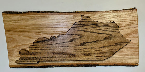 Kentucky State Sign on Live-Edge Wood