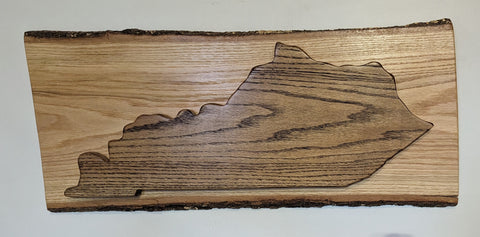 Kentucky State Sign on Live-Edge Wood