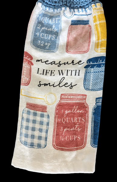 Hanging Towels - " Measure Life With Smiles" - Set of 2