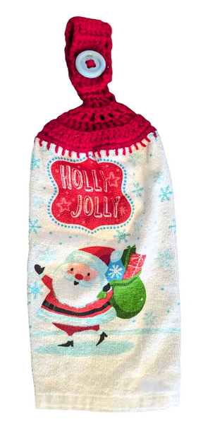 Christmas Hanging Towels - Santa - "Holly Jolly" - Set of 2