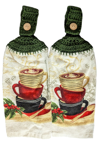 Christmas Hanging Towels - Coffee Cups - Set of 2