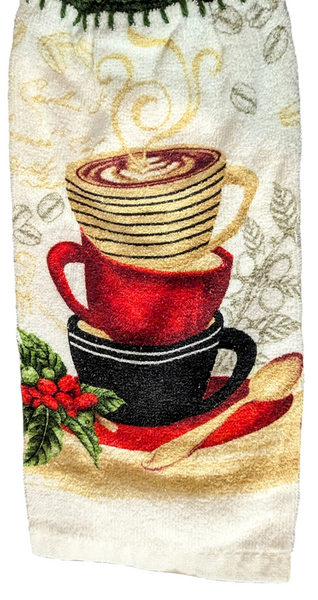 Christmas Hanging Towels - Coffee Cups - Set of 2