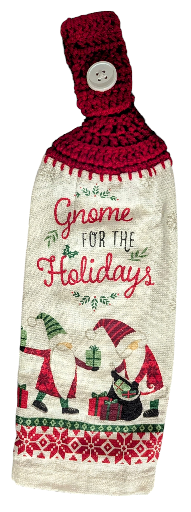 Christmas Hanging Towels - "Gnome for the Holidays" with Santa Gnomes - Set of 2