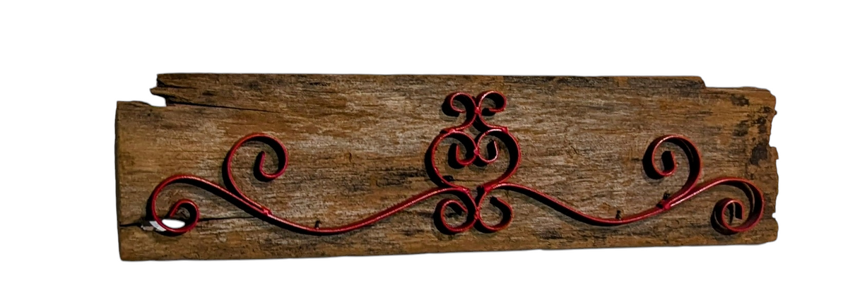 Reclaimed Barnwood Sign with Red Decoration