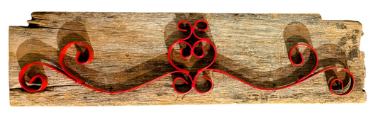 Reclaimed Barnwood Sign with Red Decoration
