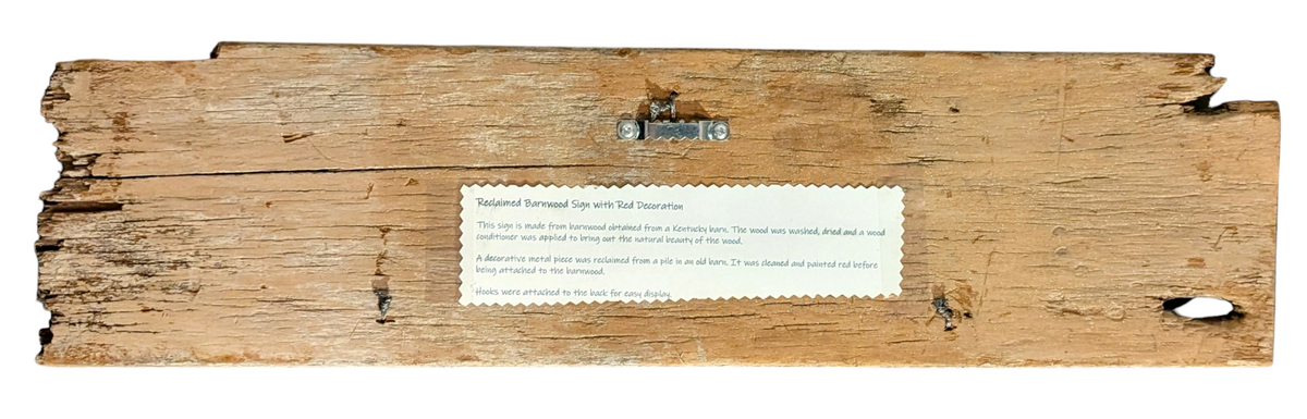 Reclaimed Barnwood Sign with Red Decoration
