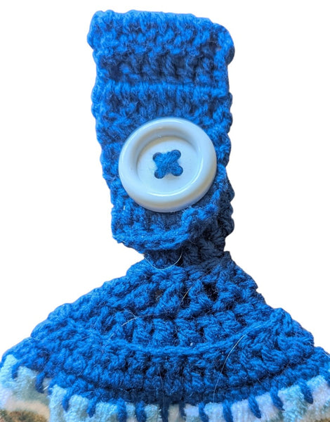 Hand Crocheted Hanging Towels – Vintage Blue Truck & Vineyard Design – Set of 2
