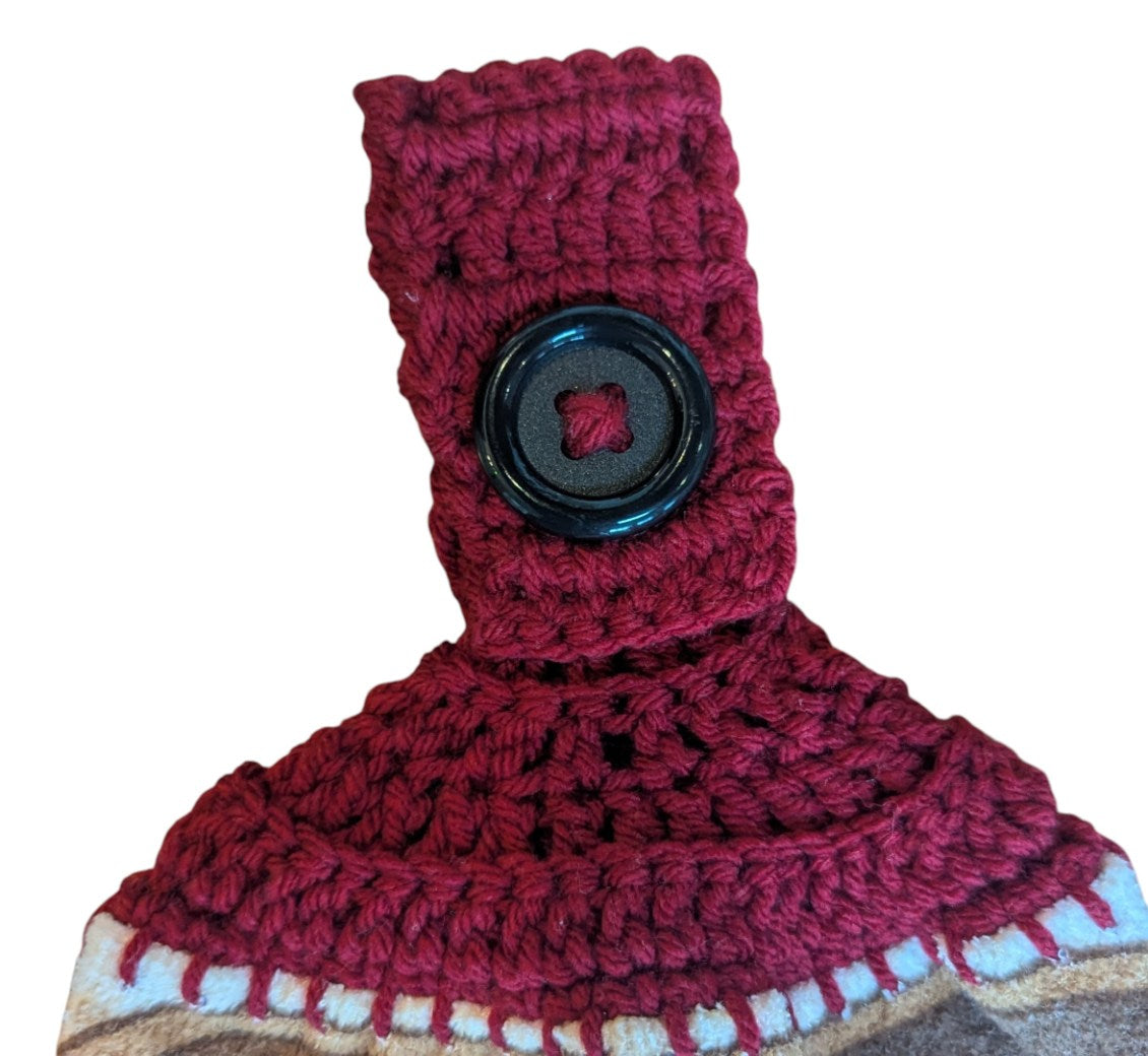 Hand Crocheted Hanging Towels - Chef and Café Design - Set of 2