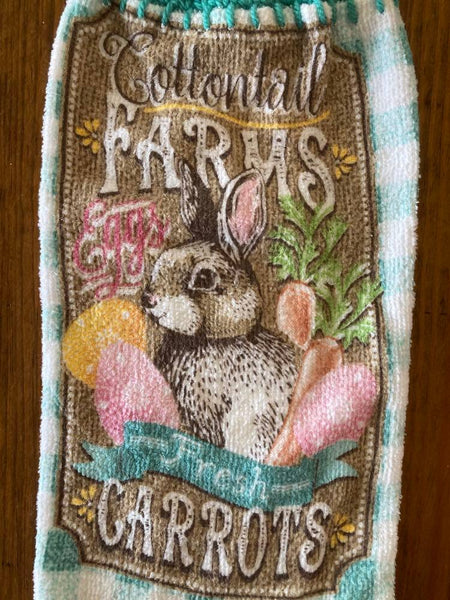 Easter Themed Hanging Towels - "Cottontail Farms" -"Fresh Carrots" - Set of 2