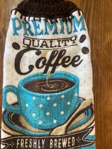 Coffee Themed Hanging Towels - "Premium Quality Coffee" - Set of 2