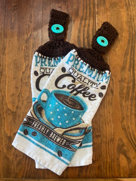 Coffee Themed Hanging Towels - "Premium Quality Coffee" - Set of 2