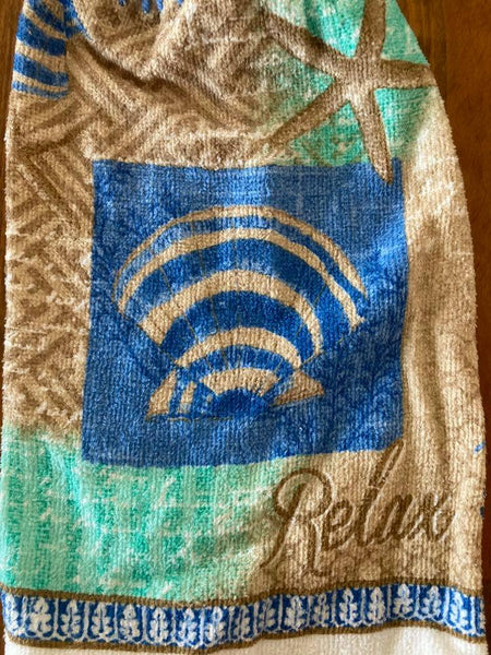 Hanging Towels - Beach Themed - Shell, "Relax" - Set of 2