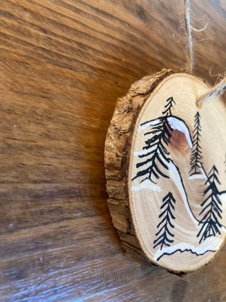 Hand Painted Wooden Ornaments - Winter Trees