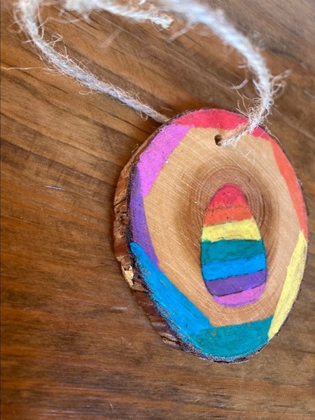 Hand Painted Wooden Ornament - Egg