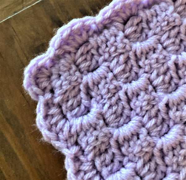 Specialty Blanket - Hand Crocheted - Purple/White with Fringe - Unicorn