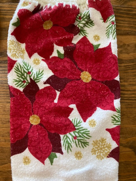 Christmas Hanging Towels - Poinsettia - Choose a Matching Set of 2 - Or Buy All 4 Sets and Save!