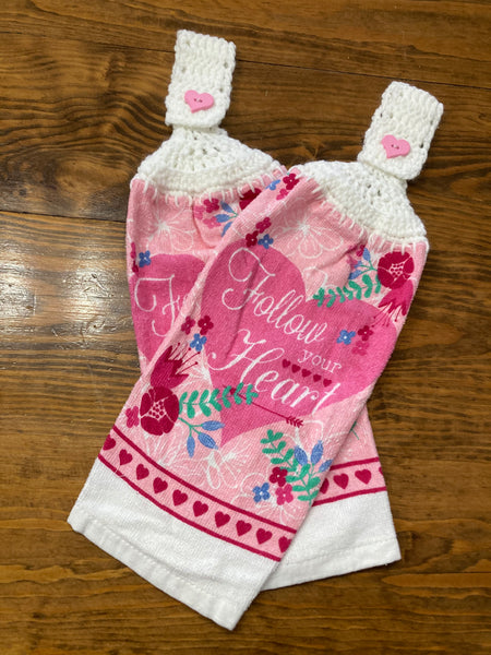 Valentine's Day Themed Hanging Towels - "Follow Your Heart" - Set of 2