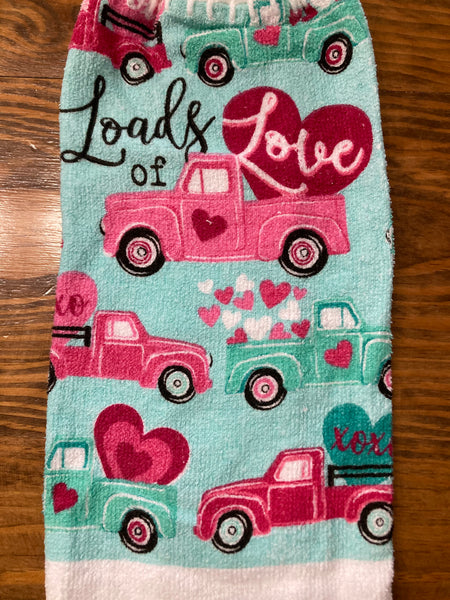 Valentine's Day Themed Hanging Towels - "Loads of Love" - Set of 2