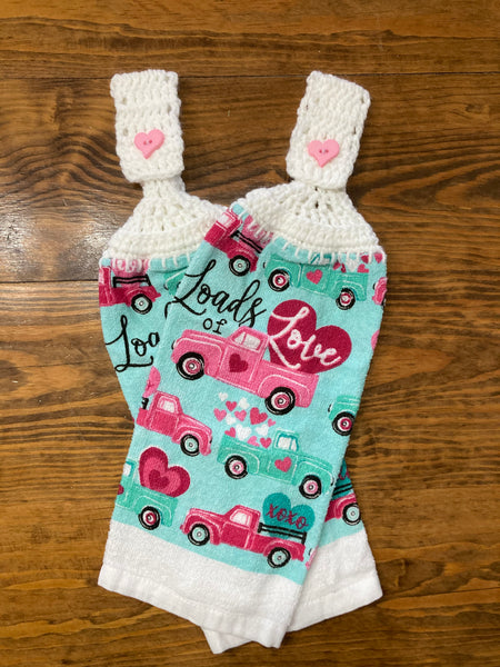 Valentine's Day Themed Hanging Towels - "Loads of Love" - Set of 2