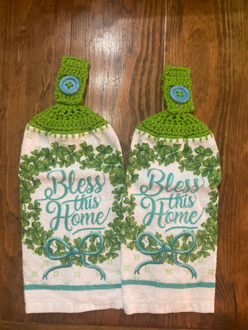 St Patrick's Day Hanging Towels - Bless This Home - Set of 2