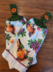 Hanging Towels - Wine Themed - Wine Bottles and Grapes - Set of 2