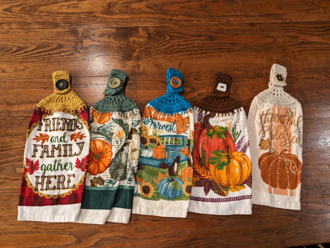 Surprise Bag of Hanging Towels - Fall Theme - FIVE (5) RANDOM Towels - With Fall Theme