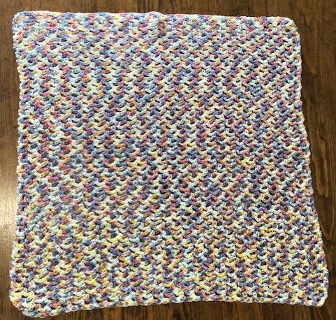 Baby Blanket - Hand Crocheted - Purple/Blue/Pink/Cream/Yellow