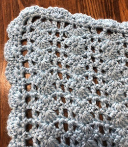 Baby Blanket - Hand Crocheted - Blue