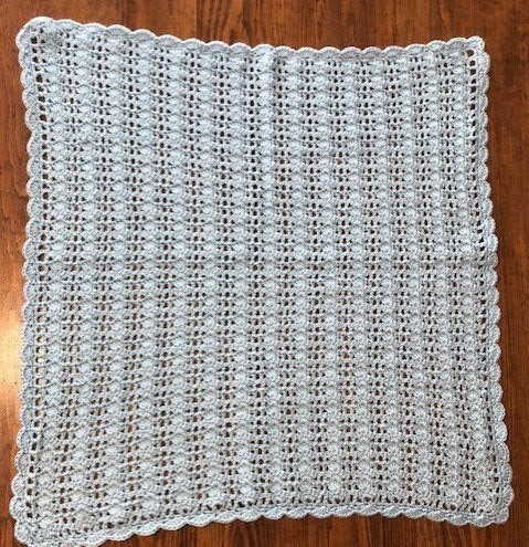 Baby Blanket - Hand Crocheted - Blue