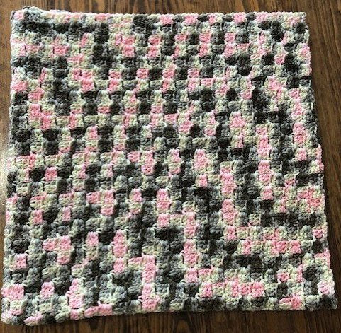 Baby/Toddler Blanket - Hand Crocheted - Pink/Brown/Tan