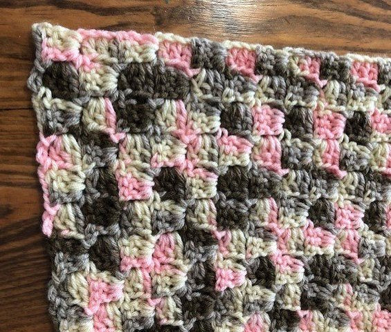 Baby/Toddler Blanket - Hand Crocheted - Pink/Brown/Tan