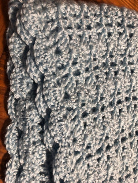 Baby Blanket - Hand Crocheted - Blue