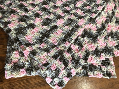 Baby/Toddler Blanket - Hand Crocheted - Pink/Brown/Tan