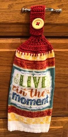 Hanging Towels with the Phrase "Live in the Moment" - Set of 2