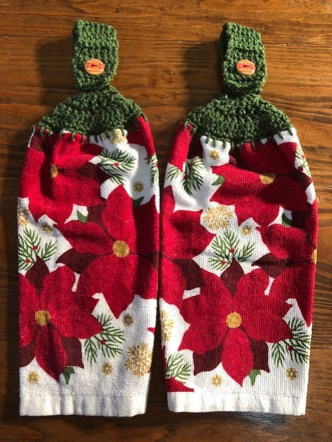 Christmas Hanging Towels - Poinsettia - Choose a Matching Set of 2 - Or Buy All 4 Sets and Save!