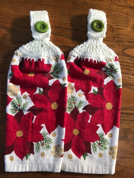 Christmas Hanging Towels - Poinsettia - Choose a Matching Set of 2 - Or Buy All 4 Sets and Save!