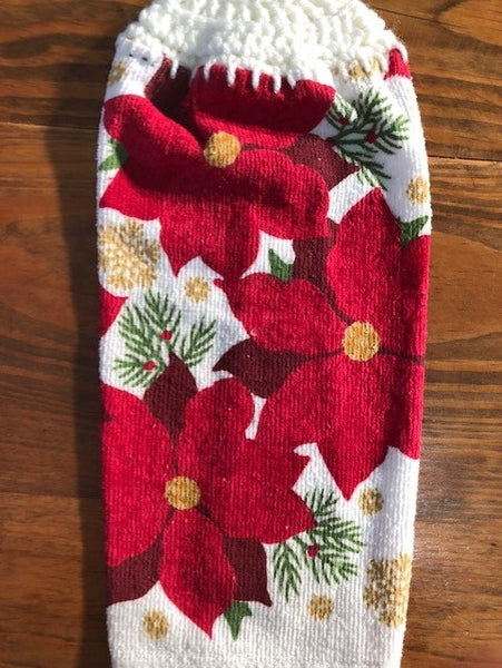 Christmas Hanging Towels - Poinsettia - Choose a Matching Set of 2 - Or Buy All 4 Sets and Save!