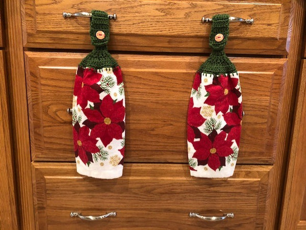 Christmas Hanging Towels - Poinsettia - Choose a Matching Set of 2 - Or Buy All 4 Sets and Save!