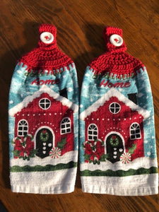 Christmas Hanging Towels - Christmas House, Home - Set of 2