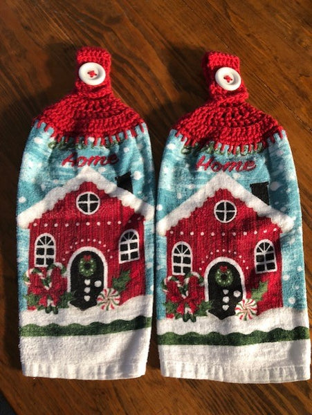 Christmas Hanging Towels - Christmas House, Home - Set of 2