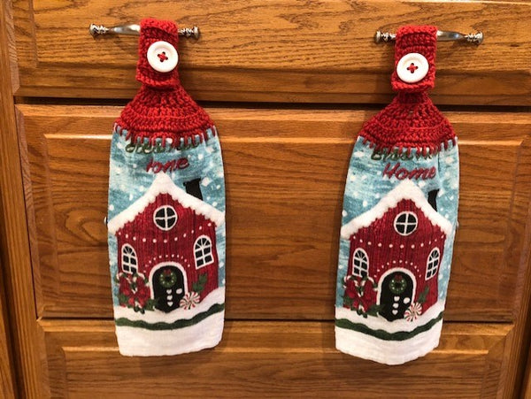 Christmas Hanging Towels - Christmas House, Home - Set of 2