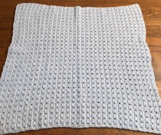 Baby Blanket - Hand Crocheted - Light Blue