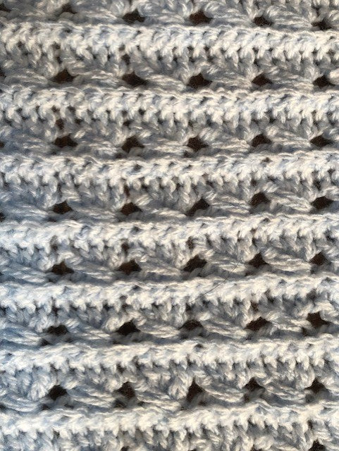 Baby Blanket - Hand Crocheted - Light Blue