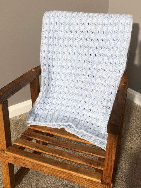 Baby Blanket - Hand Crocheted - Light Blue