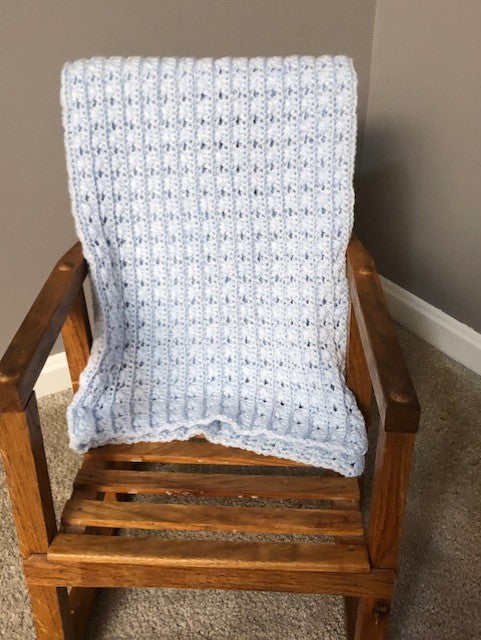 Baby Blanket - Hand Crocheted - Light Blue