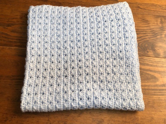 Baby Blanket - Hand Crocheted - Light Blue
